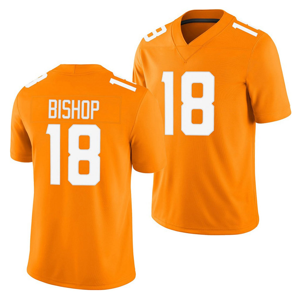 Tennessee #18 Bishop Player College Football V Neck Short Sleeve Orange Jersey DeSean For Men Youth Women