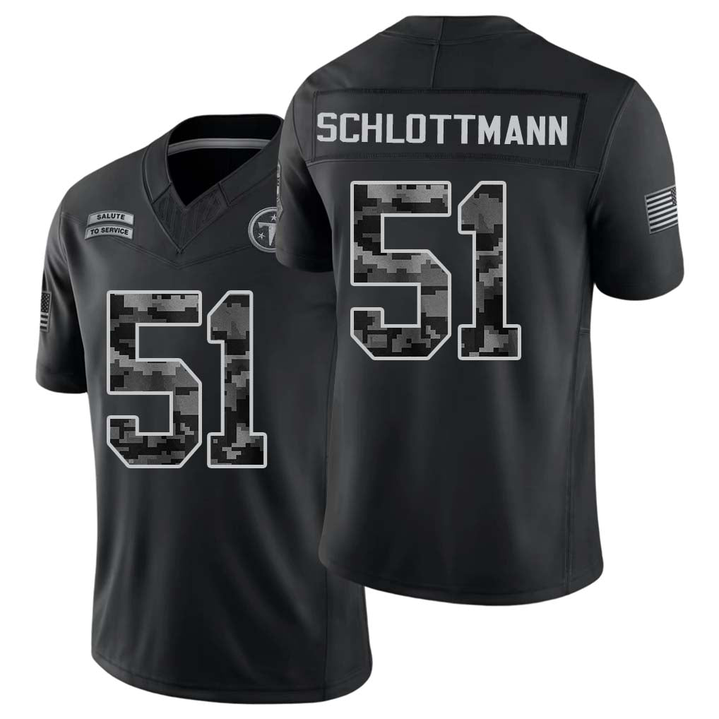 Tennessee #51 Schlottmann Player Football V Neck Short Sleeve Black Jersey Austin For Men Youth Women Gift