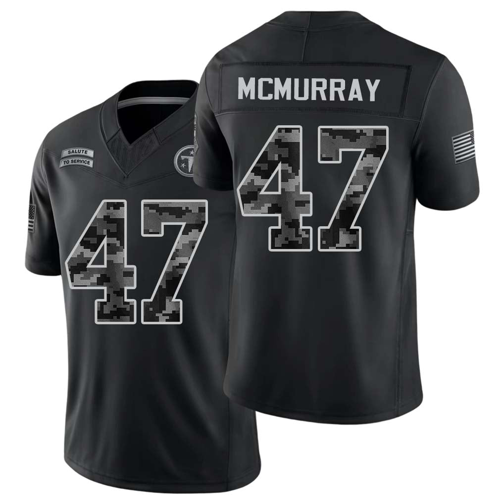 Tennessee #47 McMurray Player Football V Neck Short Sleeve Black Jersey Jalen For Men Youth Women Gift