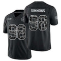 Tennessee #98 Simmons Player Football V Neck Short Sleeve Black Jersey Jeffery For Men Youth Women Gift