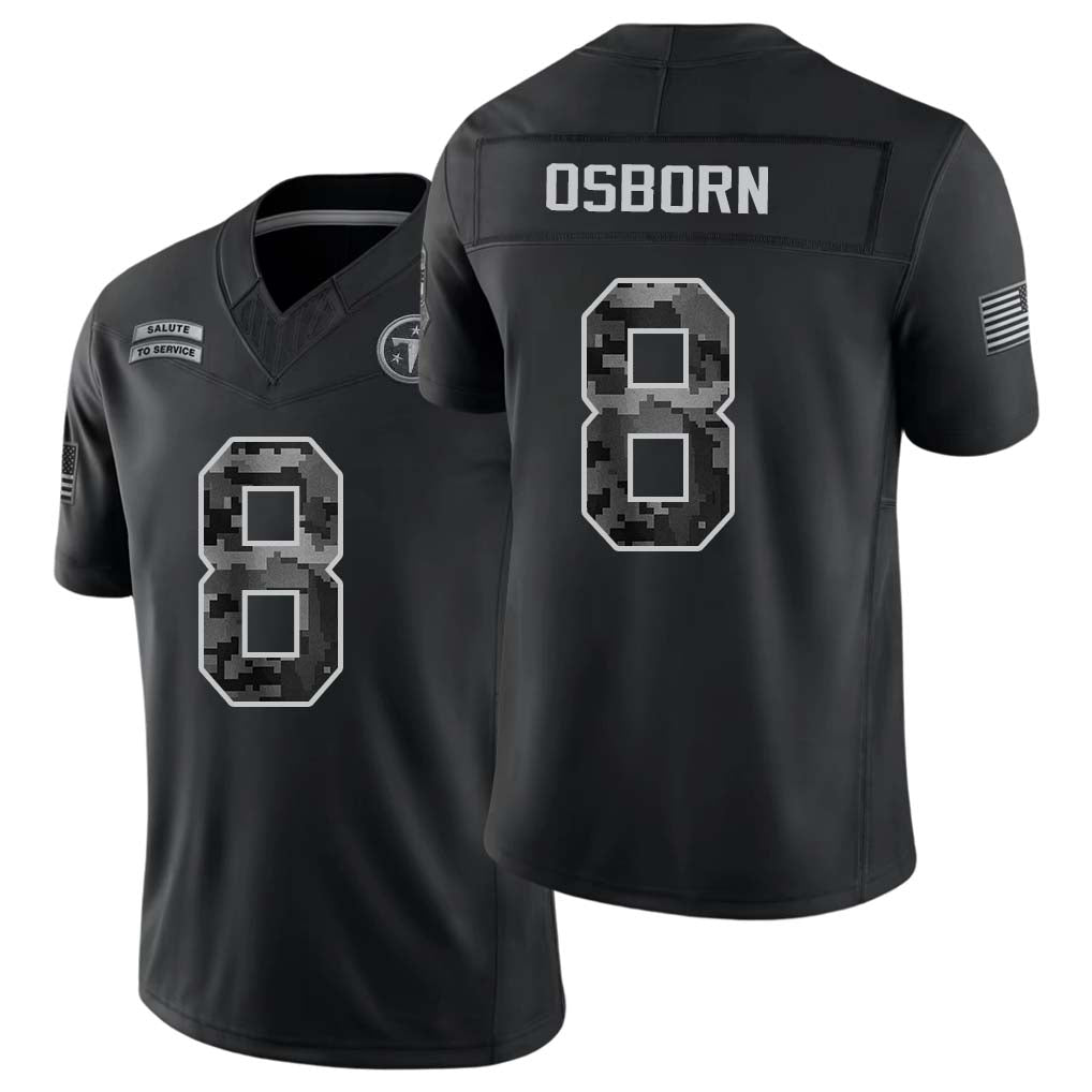 Tennessee #8 Osborn Player Football V Neck Short Sleeve Black Jersey K.J. For Men Youth Women Gift