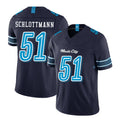 Tennessee #51 Schlottmann Player Football V Neck Short Sleeve Navy Jersey Austin For Men Youth Women Gift
