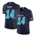 Tennessee #14 Tate Player Football V Neck Short Sleeve Navy Jersey Carnell For Men Youth Women Gift