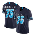 Tennessee #75 Moore Jr. Player Football V Neck Short Sleeve Navy Jersey Dan For Men Youth Women Gift