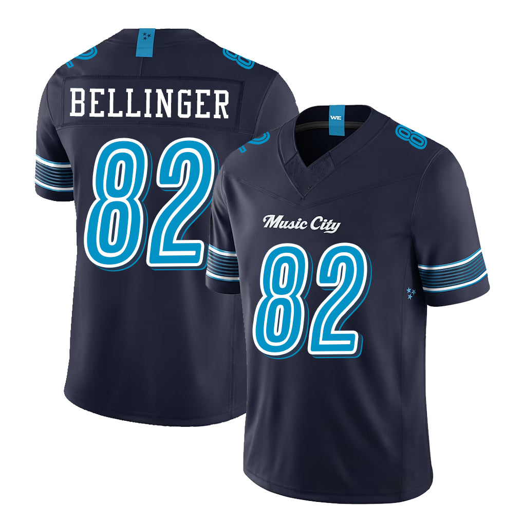 Tennessee #82 Bellinger Player Football V Neck Short Sleeve Navy Jersey Daniel For Men Youth Women Gift