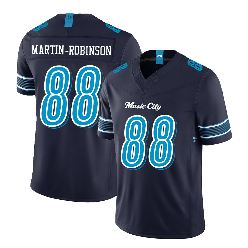 Tennessee #88 Martin-Robinson Player Football V Neck Short Sleeve Navy Jersey David For Men Youth Women Gift