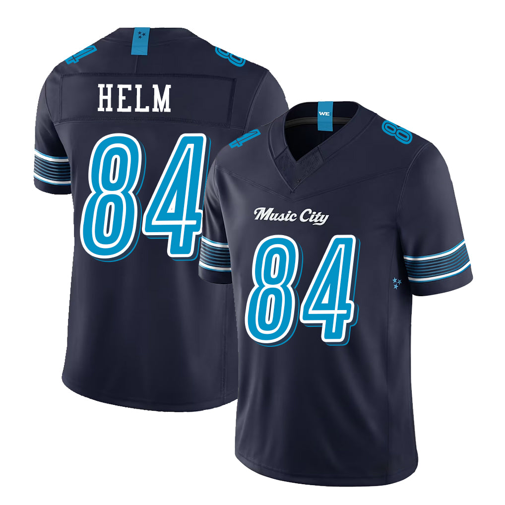 Tennessee #84 Helm Player Football V Neck Short Sleeve Navy Jersey Gunnar For Men Youth Women Gift