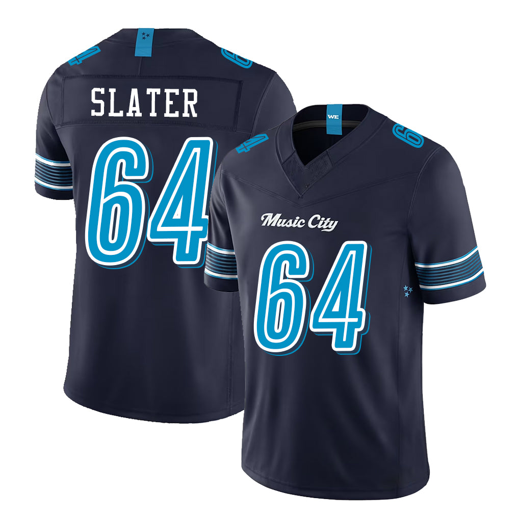 Tennessee #64 Slater Player Football V Neck Short Sleeve Navy Jersey Jackson For Men Youth Women Gift