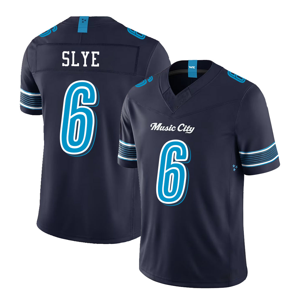 Tennessee #6 Slye Player Football V Neck Short Sleeve Navy Jersey Joey For Men Youth Women Gift