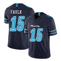 Tennessee #15 Faulk Player Football V Neck Short Sleeve Navy Jersey Keldric For Men Youth Women Gift