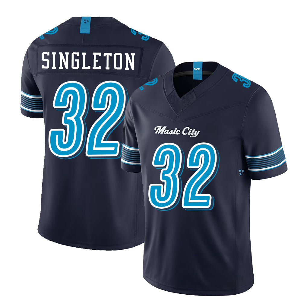 Tennessee #32 Singleton Player Football V Neck Short Sleeve Navy Jersey Nicholas For Men Youth Women Gift