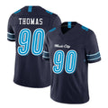 Tennessee #90 Thomas Player Football V Neck Short Sleeve Navy Jersey Solomon For Men Youth Women Gift