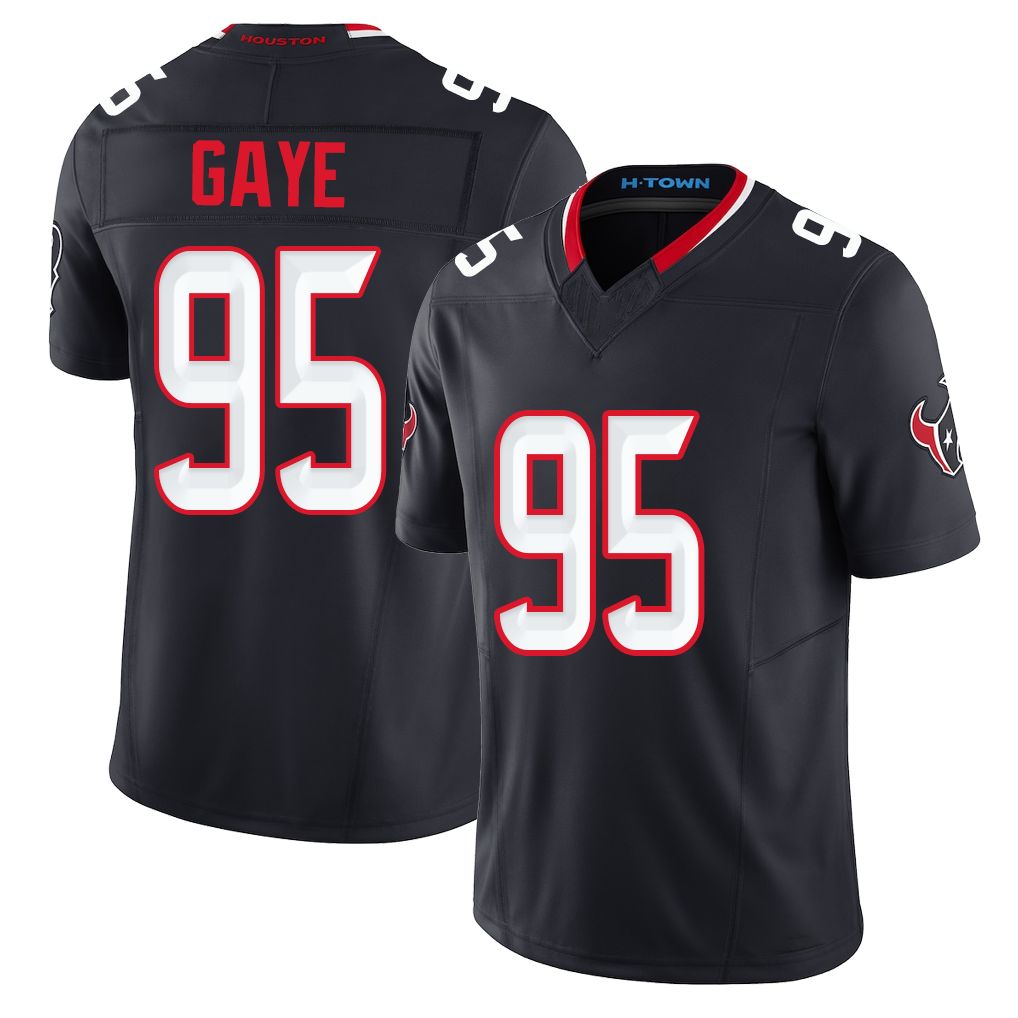 Houston #95 Gaye Player Football V Neck Short Sleeve Navy Jersey Ali For Men Youth Women Gift