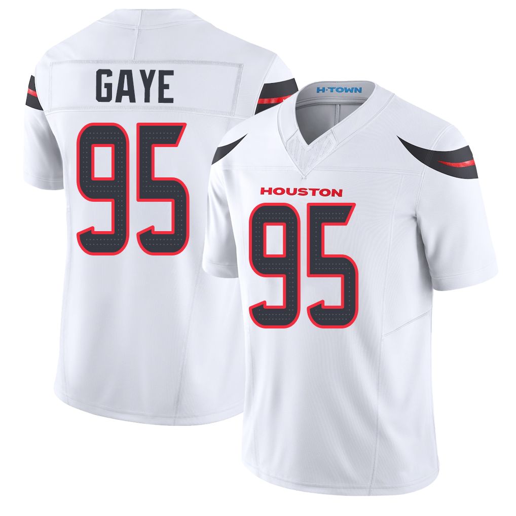 Houston #95 Gaye Player Football V Neck Short Sleeve White Jersey Ali For Men Youth Women Gift