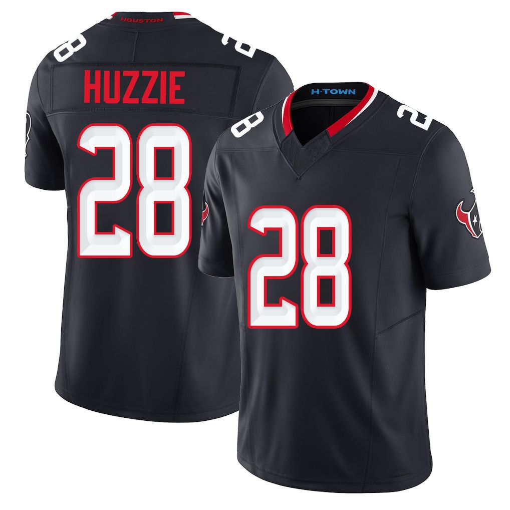 Houston #28 Huzzie Player Football V Neck Short Sleeve Navy Jersey Alijah For Men Youth Women Gift