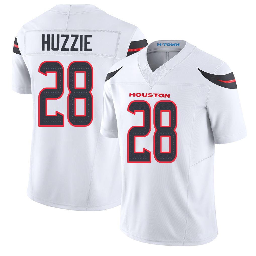 Houston #28 Huzzie Player Football V Neck Short Sleeve White Jersey Alijah For Men Youth Women Gift