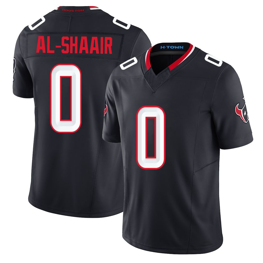 Houston #0 Al-Shaair Player Football V Neck Short Sleeve Navy Jersey Azeez For Men Youth Women Gift