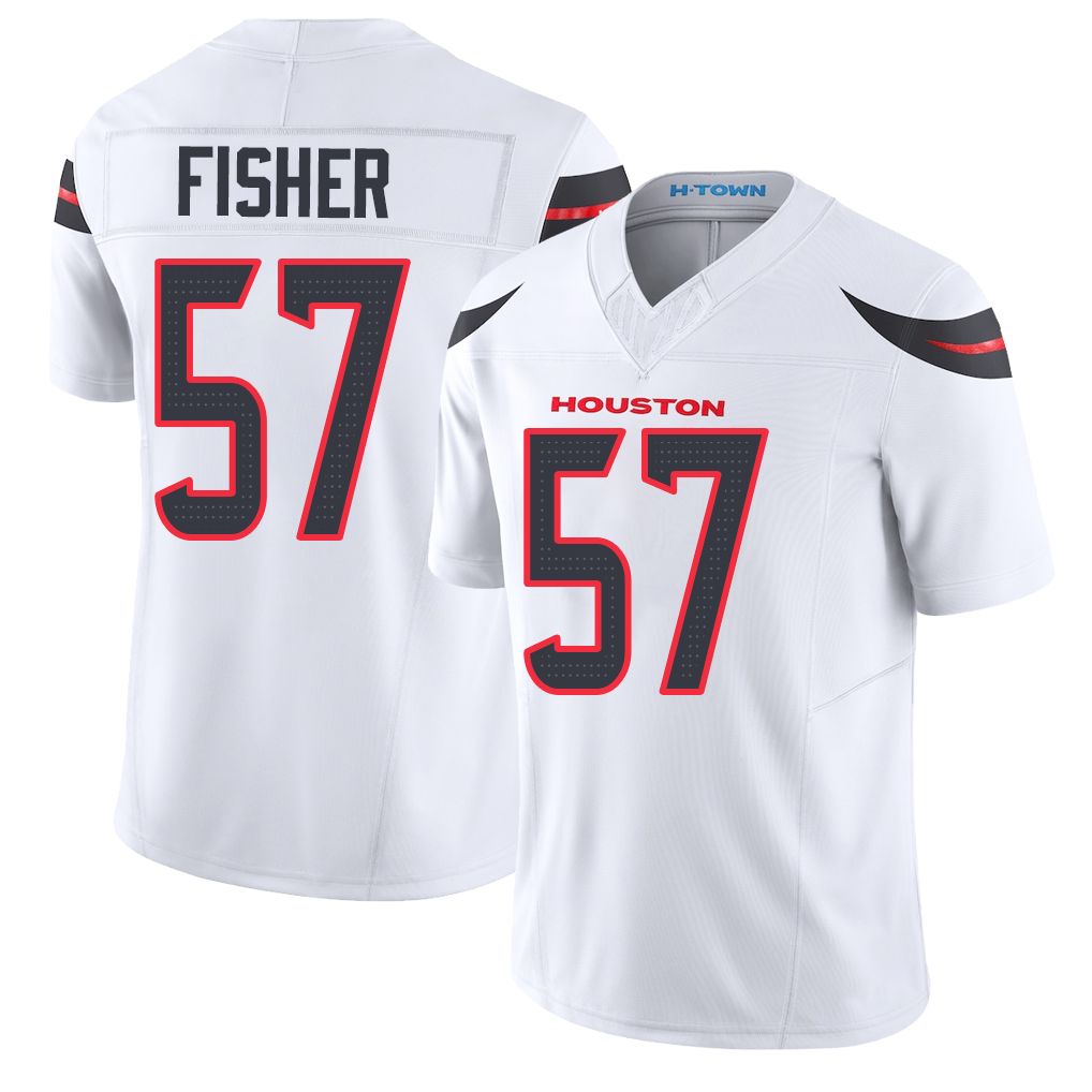 Houston #57 Fisher Player Football V Neck Short Sleeve White Jersey Blake For Men Youth Women Gift