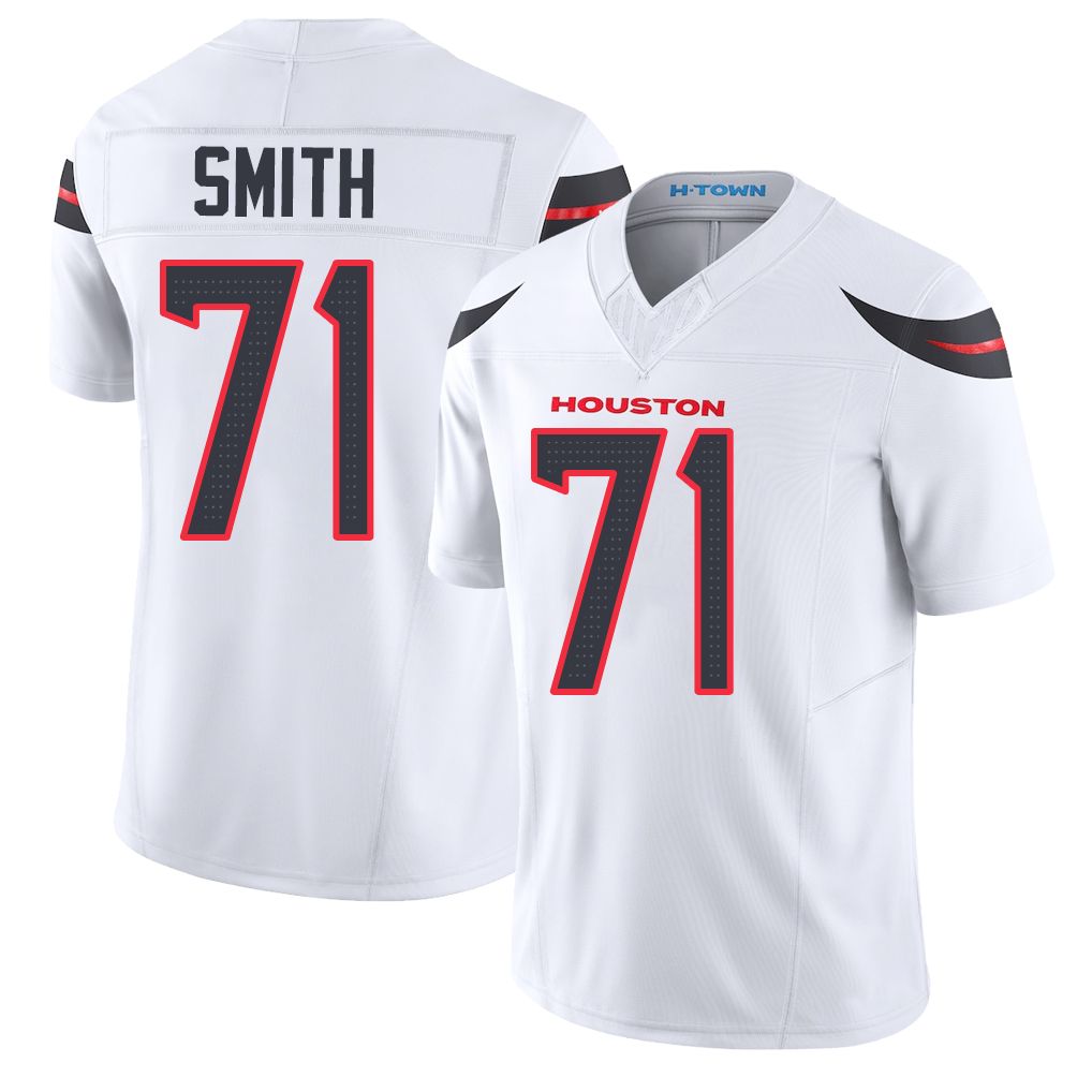 Houston #71 Smith Player Football V Neck Short Sleeve White Jersey Braden For Men Youth Women Gift