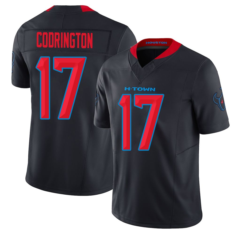 Houston #17 Codrington Player Football V Neck Short Sleeve Jersey Navy Brandon For Men Youth Women Gift