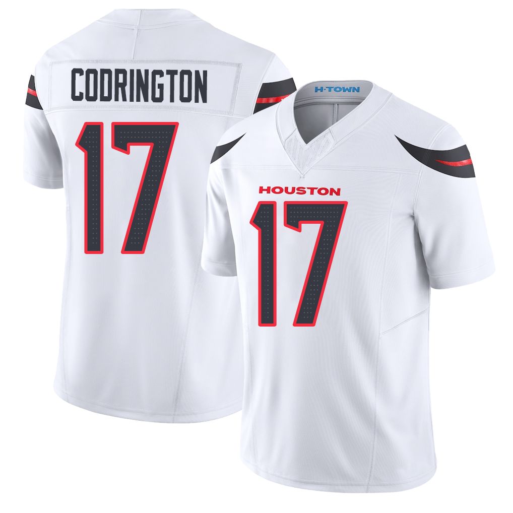Houston #17 Codrington Player Football V Neck Short Sleeve White Jersey Brandon For Men Youth Women Gift