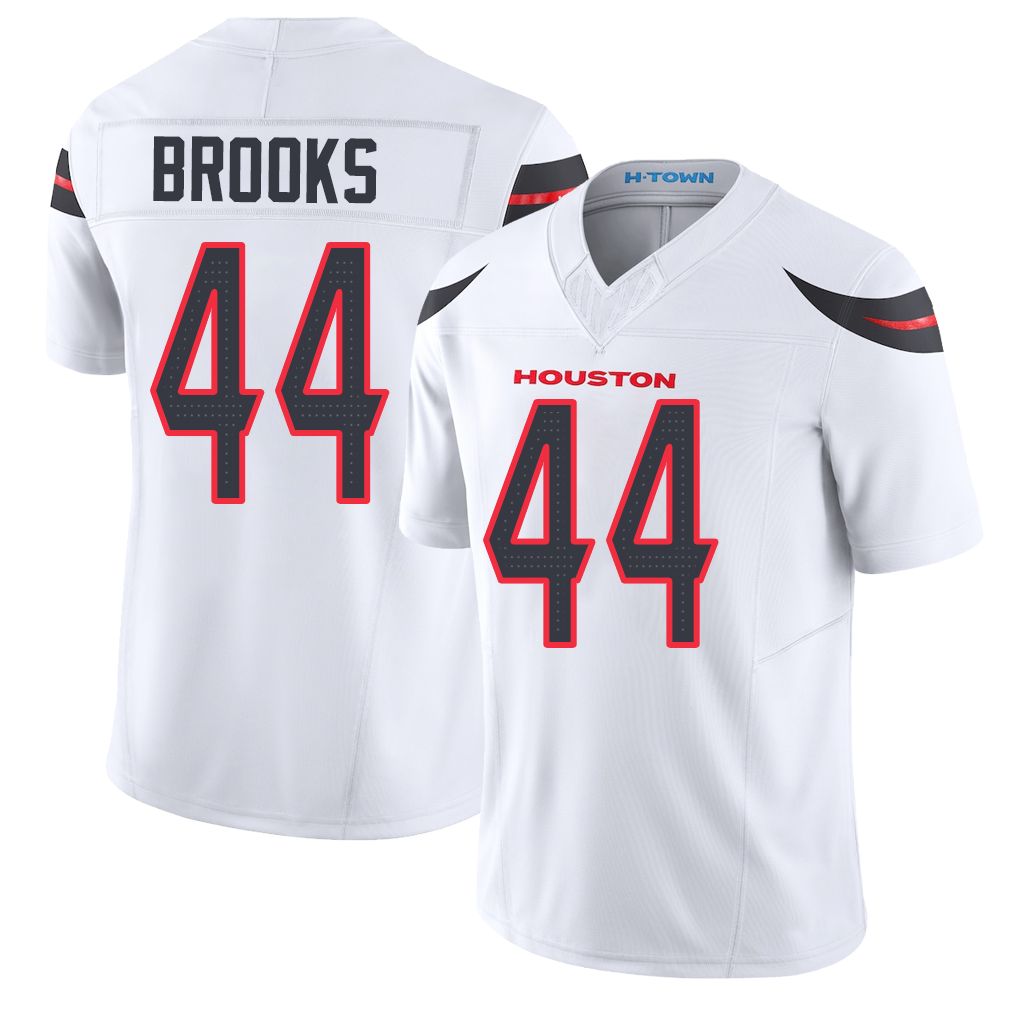Houston #44 Brooks Player Football V Neck Short Sleeve White Jersey British For Men Youth Women Gift