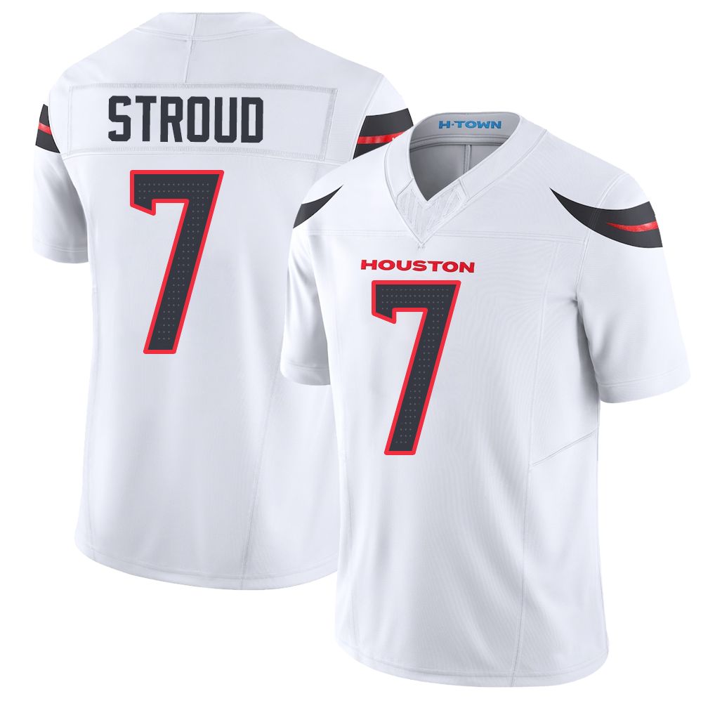 Houston #7 Stroud Player Football V Neck Short Sleeve White Jersey C.J. For Men Youth Women Gift