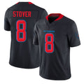 Houston #8 Stover Player Football V Neck Short Sleeve Jersey Navy Cade For Men Youth Women Gift