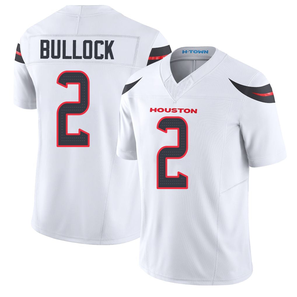 Houston #2 Bullock Player Football V Neck Short Sleeve White Jersey Calen For Men Youth Women Gift