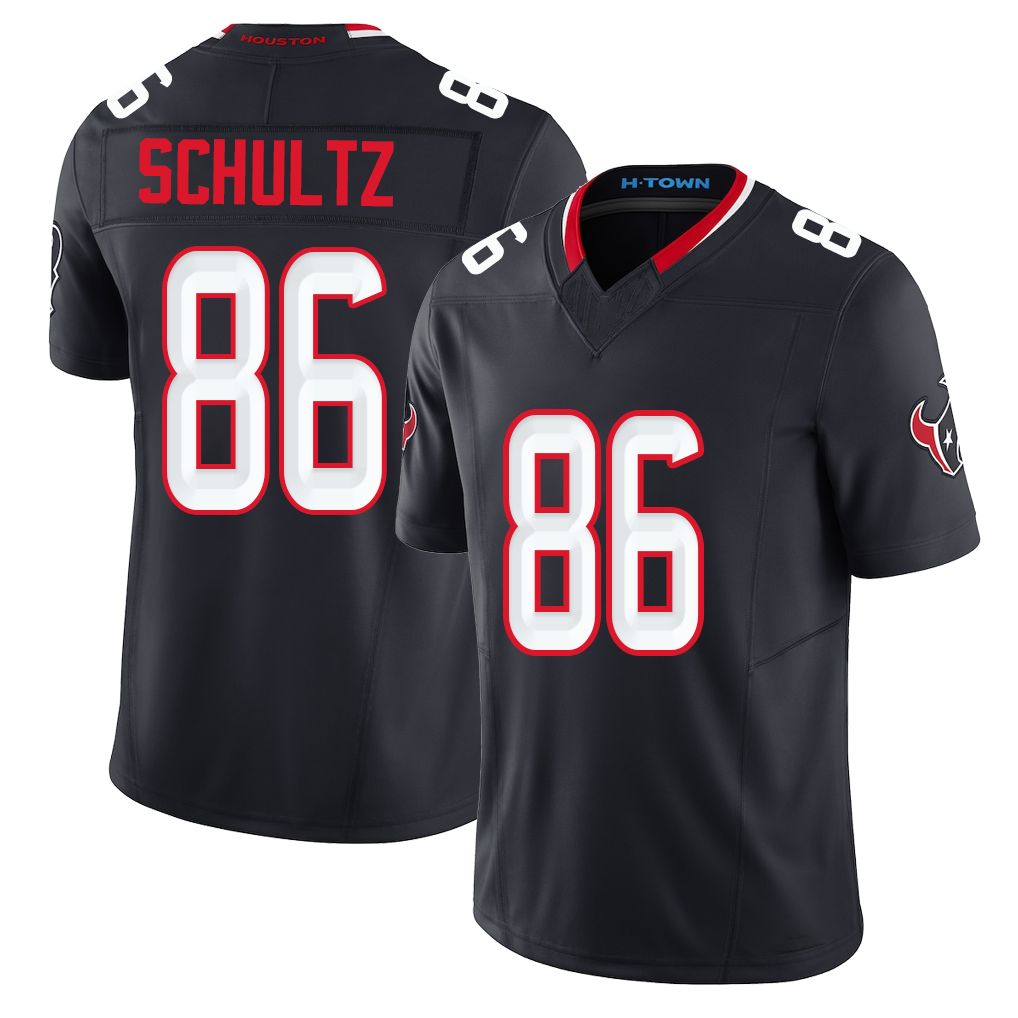 Houston #86 Schultz Player Football V Neck Short Sleeve Navy Jersey Dalton For Men Youth Women Gift
