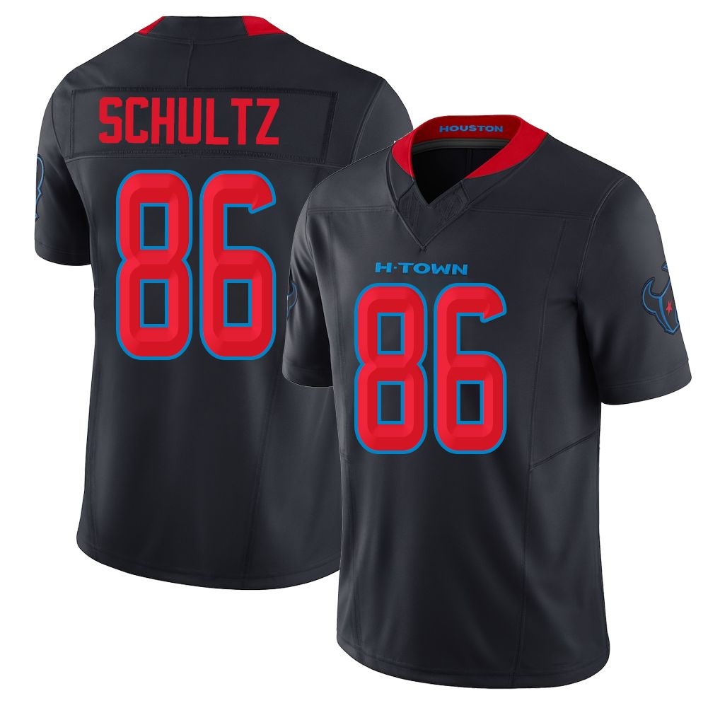 Houston #86 Schultz Player Football V Neck Short Sleeve Jersey Navy Dalton For Men Youth Women Gift