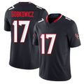 Houston #17 Sobkowicz Player Football V Neck Short Sleeve Navy Jersey Daniel For Men Youth Women Gift