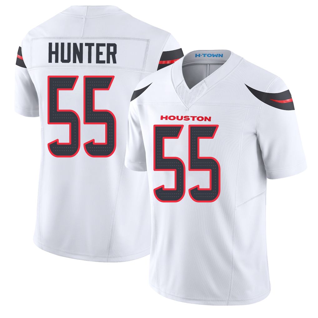 Houston #55 Hunter Player Football V Neck Short Sleeve White Jersey Danielle For Men Youth Women Gift