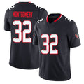 Houston #32 Montgomery Player Football V Neck Short Sleeve Navy Jersey David For Men Youth Women Gift