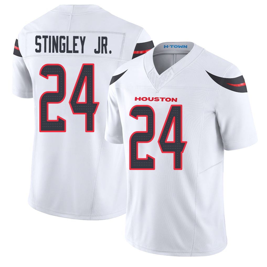 Houston #24 Stingley Jr. Player Football V Neck Short Sleeve White Jersey Derek For Men Youth Women Gift