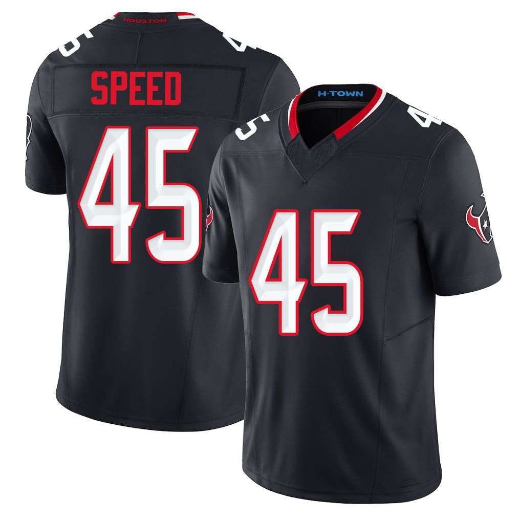 Houston #45 Speed Player Football V Neck Short Sleeve Navy Jersey E.J. For Men Youth Women Gift