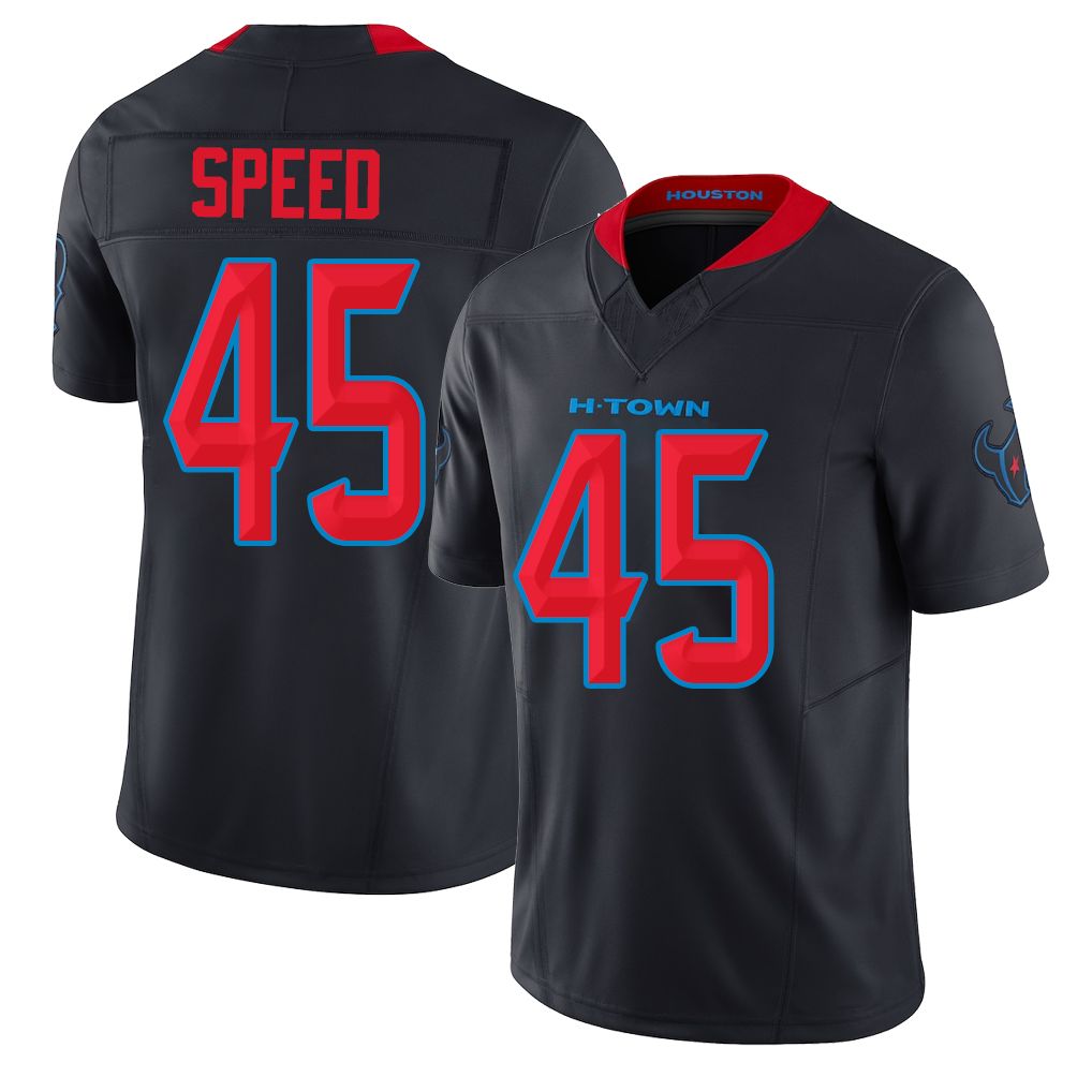 Houston #45 Speed Player Football V Neck Short Sleeve Jersey Navy E.J. For Men Youth Women Gift