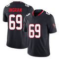 Houston #69 Ingram Player Football V Neck Short Sleeve Navy Jersey Ed For Men Youth Women Gift