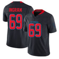 Houston #69 Ingram Player Football V Neck Short Sleeve Jersey Navy Ed For Men Youth Women Gift