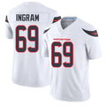 Houston #69 Ingram Player Football V Neck Short Sleeve White Jersey Ed For Men Youth Women Gift