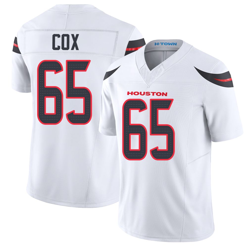 Houston #65 Cox Player Football V Neck Short Sleeve White Jersey Eli For Men Youth Women Gift