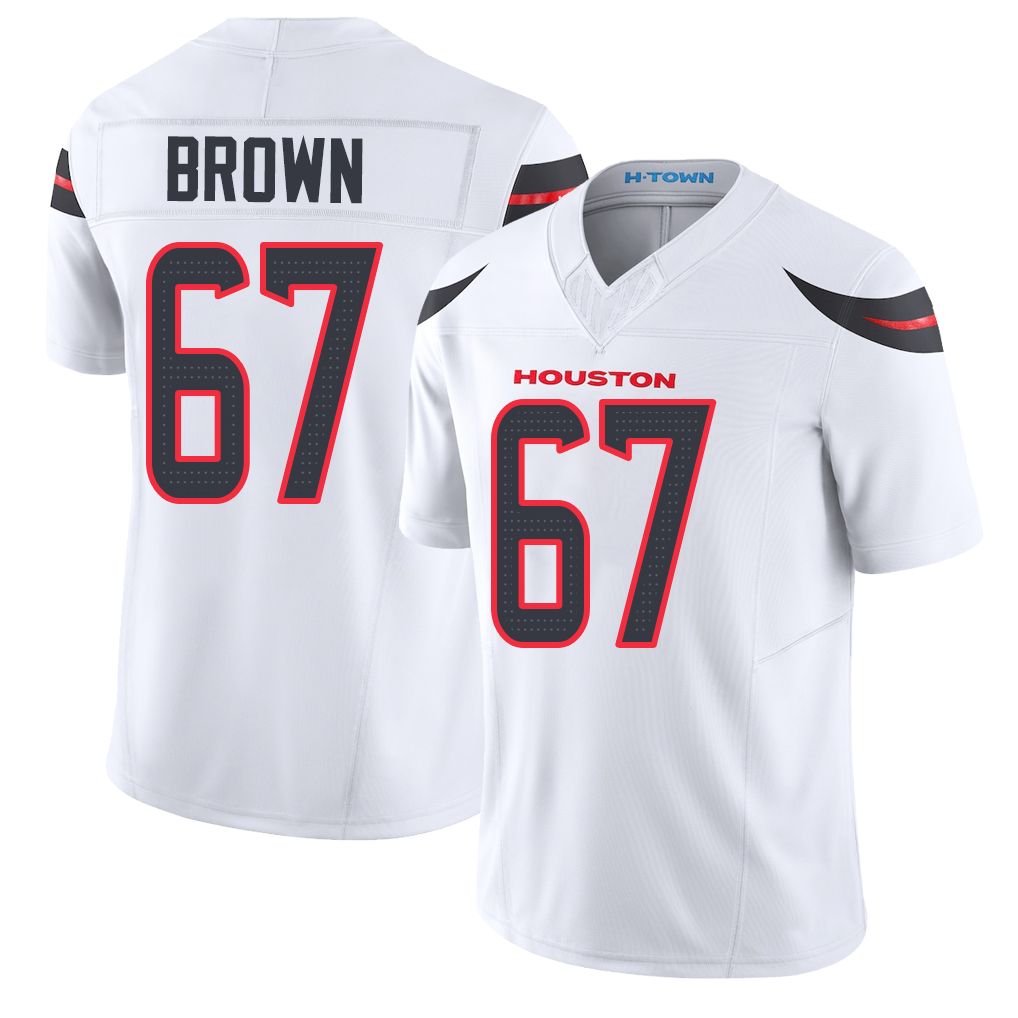 Houston #67 Brown Player Football V Neck Short Sleeve White Jersey Evan For Men Youth Women Gift