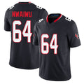 Houston #64 Nwaiwu Player Football V Neck Short Sleeve Navy Jersey Febechi For Men Youth Women Gift