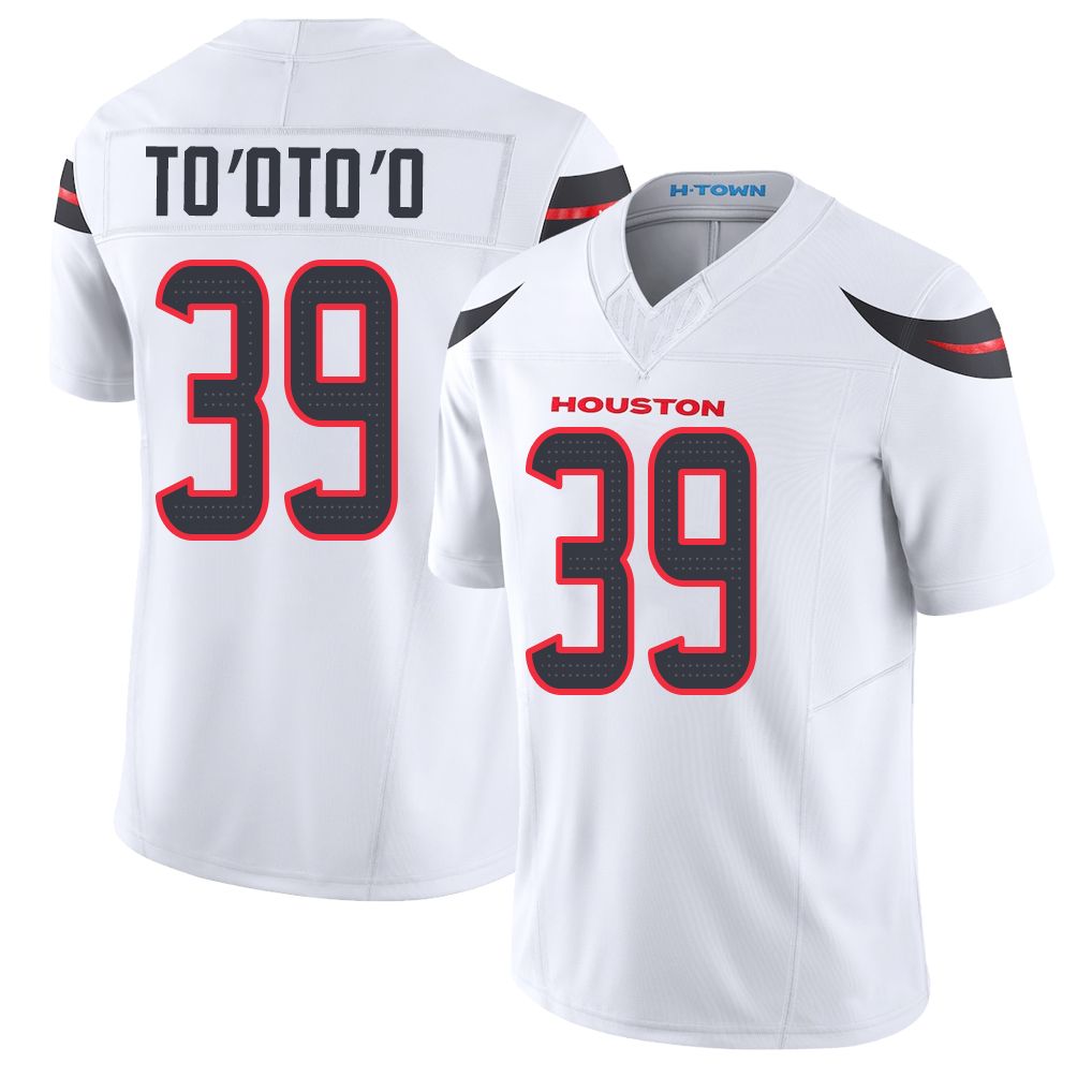 Houston #39 To'oTo'o Player Football V Neck Short Sleeve White Jersey Henry For Men Youth Women Gift