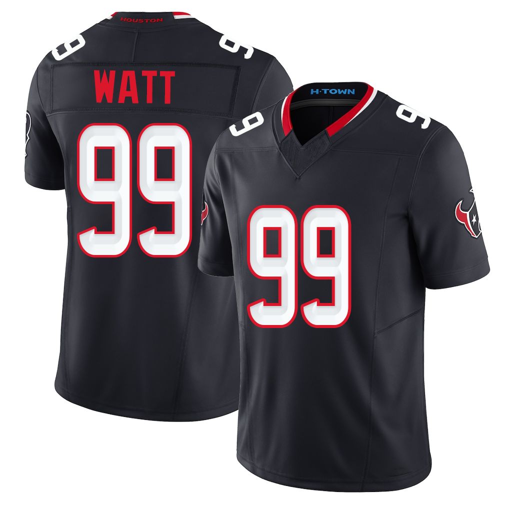 Houston #99 Watt Player Football V Neck Short Sleeve Navy Jersey J.J. For Men Youth Women Gift