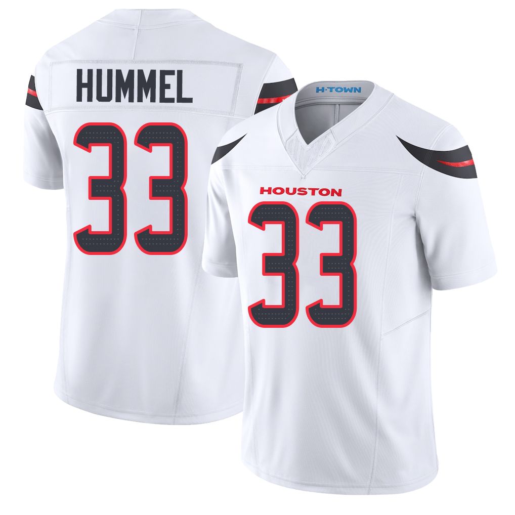 Houston #33 Hummel Player Football V Neck Short Sleeve White Jersey Jacob For Men Youth Women Gift