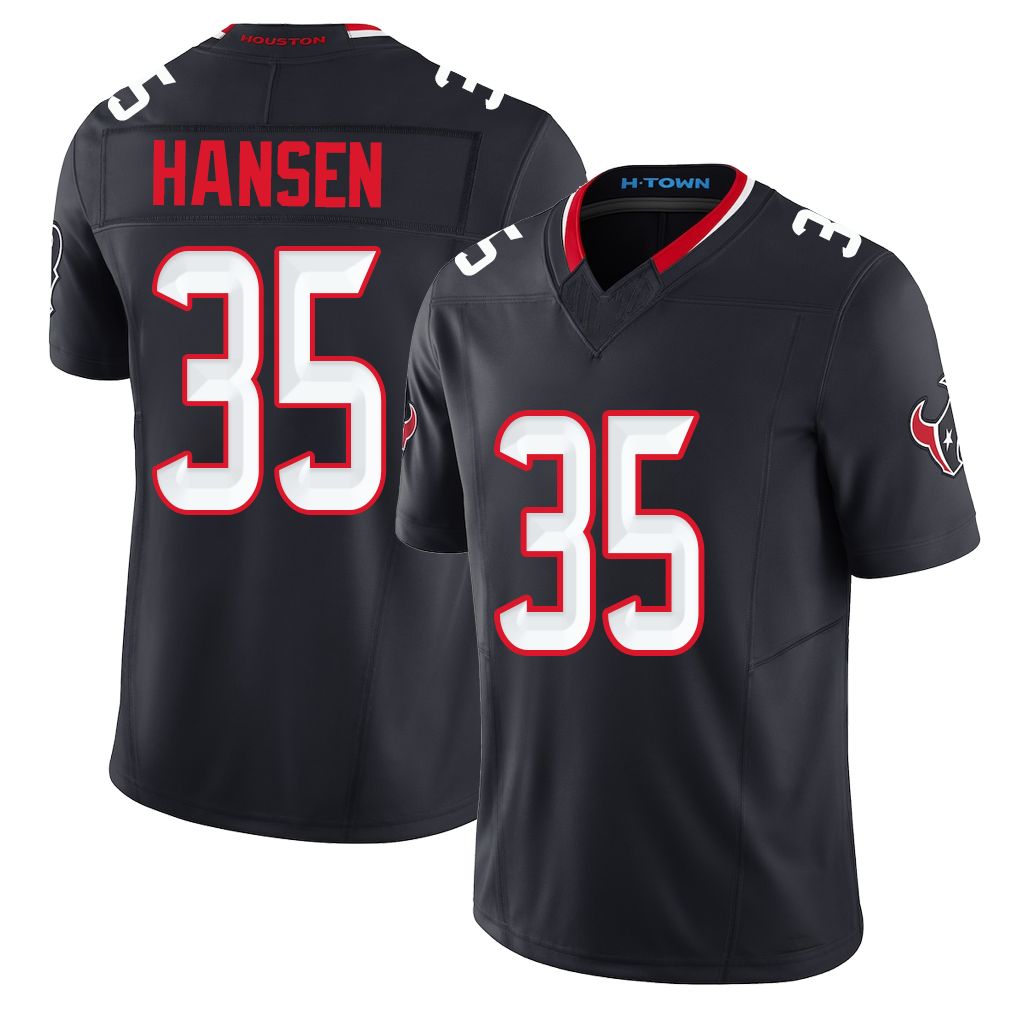 Houston #35 Hansen Player Football V Neck Short Sleeve Navy Jersey Jake For Men Youth Women Gift