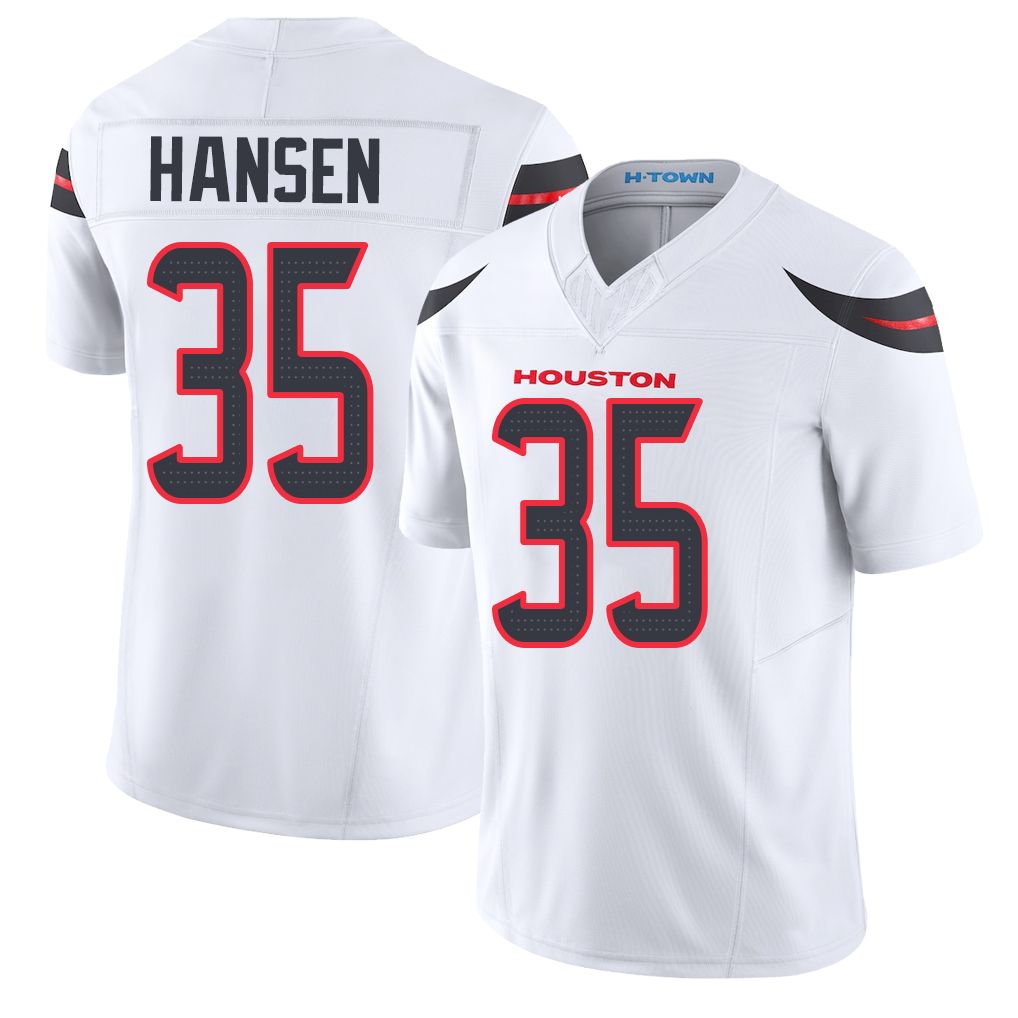 Houston #35 Hansen Player Football V Neck Short Sleeve White Jersey Jake For Men Youth Women Gift