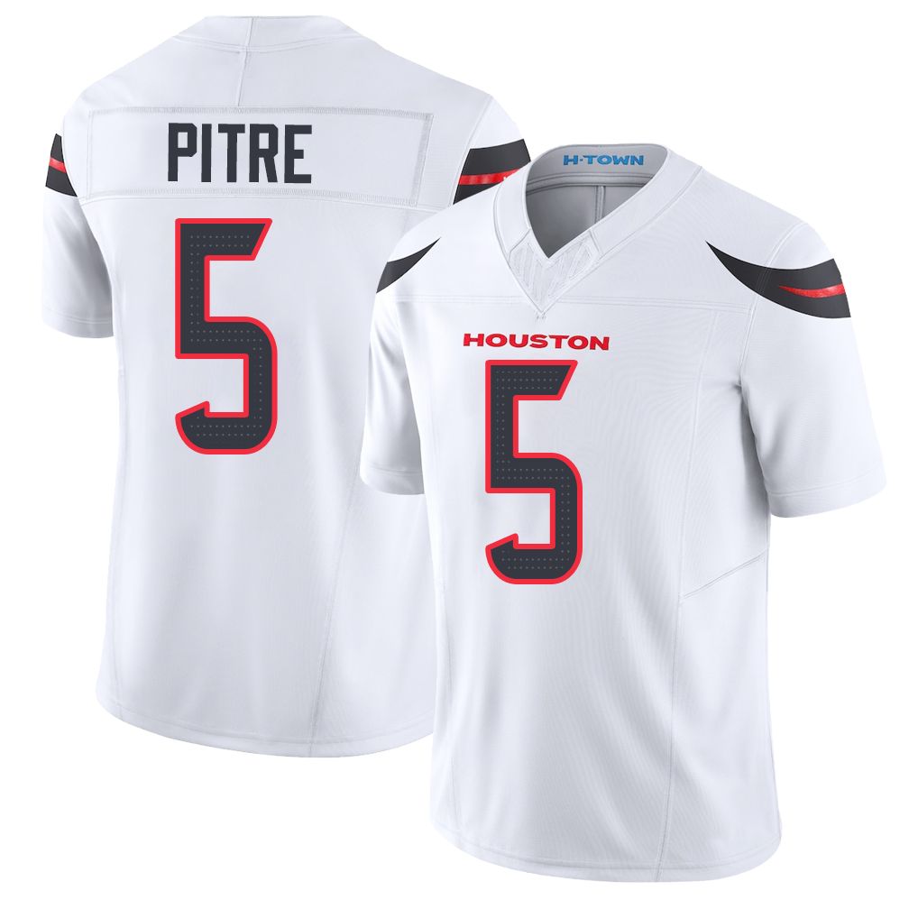 Houston #5 Pitre Player Football V Neck Short Sleeve White Jersey Jalen For Men Youth Women Gift