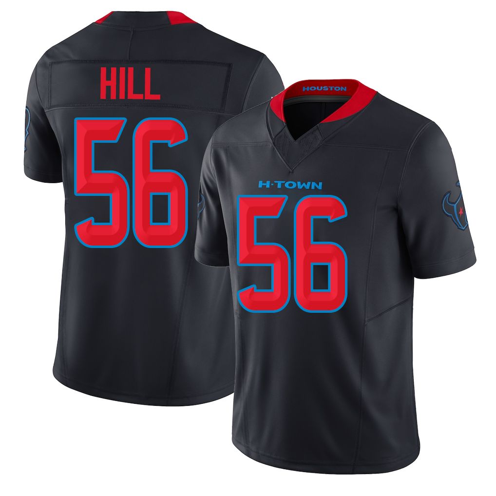 Houston #56 Hill Player Football V Neck Short Sleeve Jersey Navy Jamal For Men Youth Women Gift